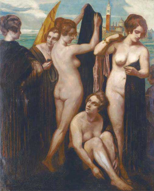 Bathers in the lagoon